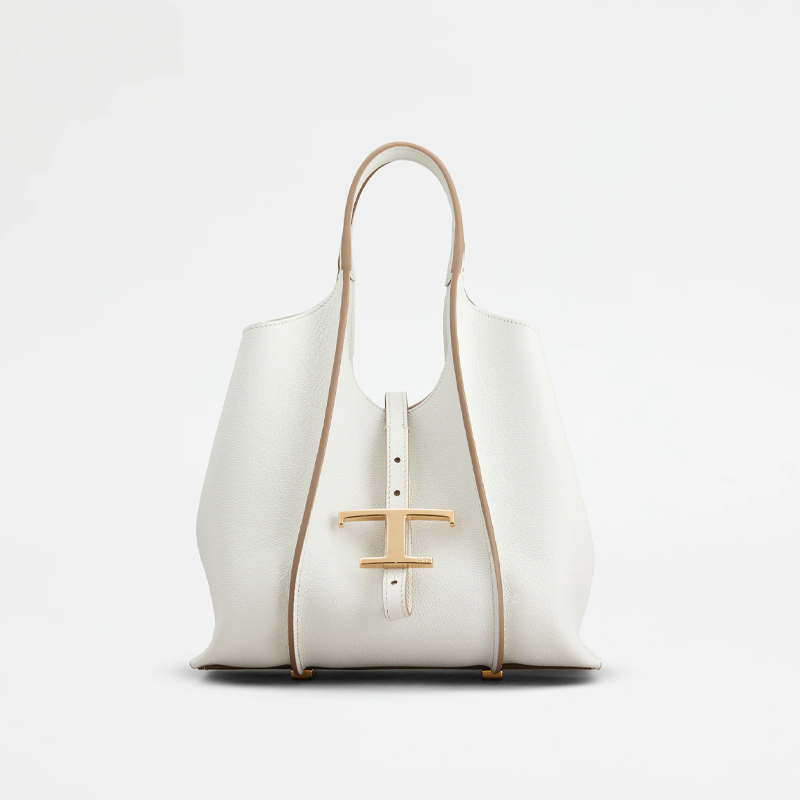 white leather Tod's T shopping bag