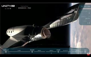Virgin Galactic's VSS Unity SpaceShipTwo vehicle carried Richard Branson and three other passengers in its cabin during its fourth spaceflight, on July 11, 2021.