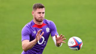 Freddie Steward catches the ball during the England training session for the England vs South Africa rugby live stream and how to watch the 2024 Autumn Nations Series