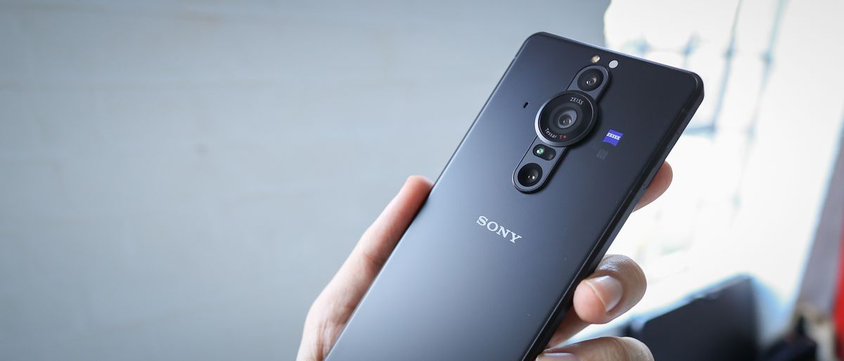 A hand holding the Sony Xperia Pro-I phone