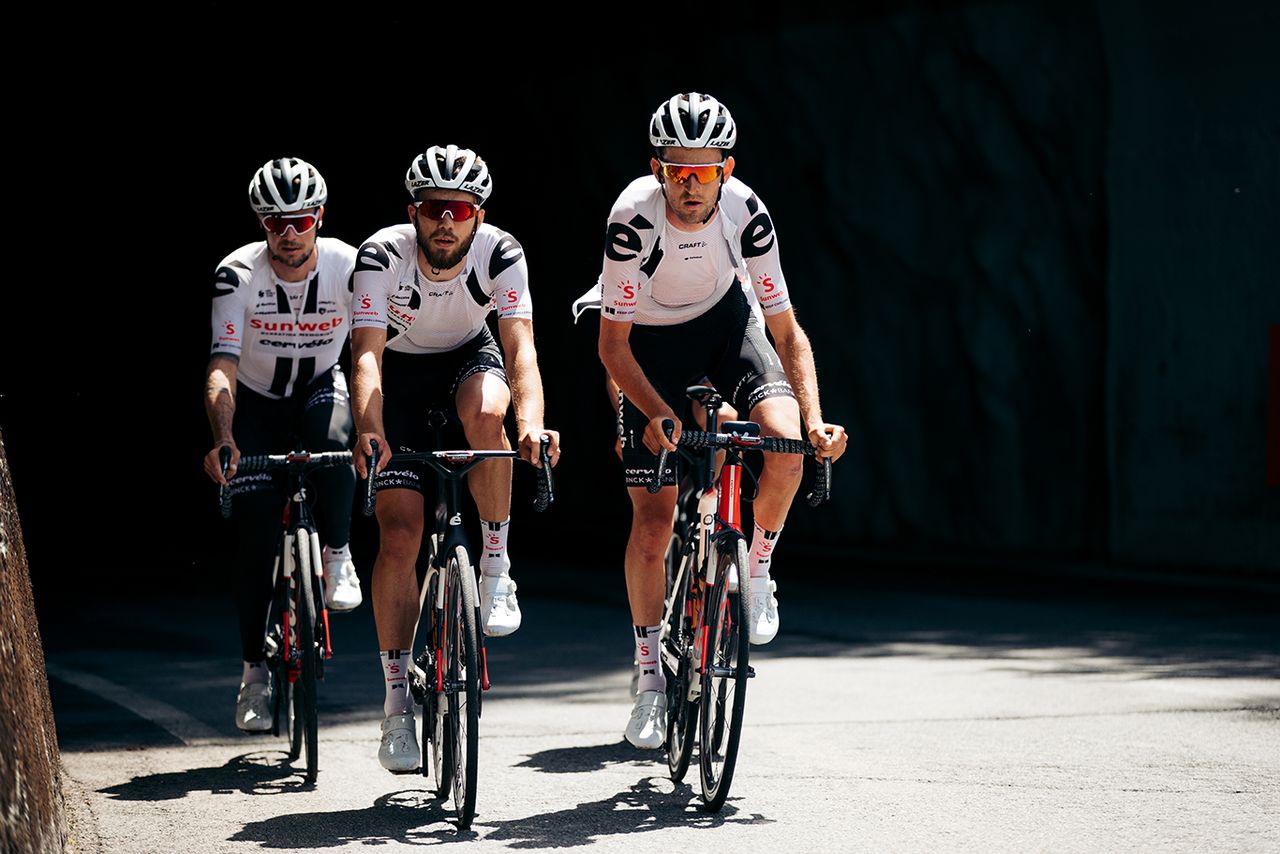 Team Sunweb training in K&uuml;htai, Austria in July after the coronavirus pandemic halted the road season