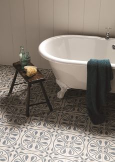 Patterned tiles in a traditional bathroom 