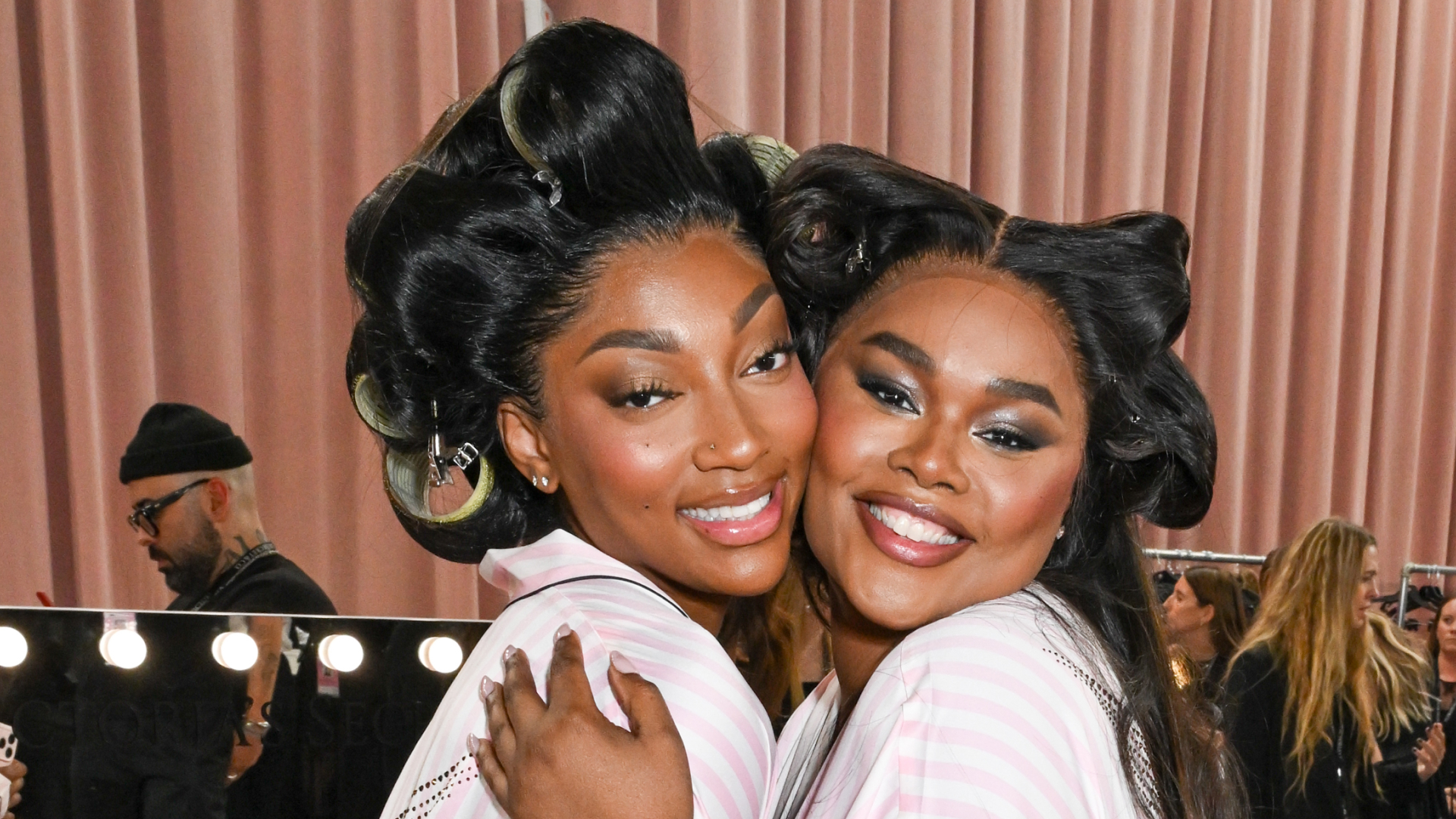 Angel Reese, Precious Lee at the 2025 Victoria's Secret Fashion Show held at Steiner Studios on October 15, 2025 in New York, New York.
