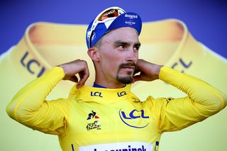 Julian Alaphilippe (Deceuninck-QuickStep) in the yellow jersey at the Tour de France