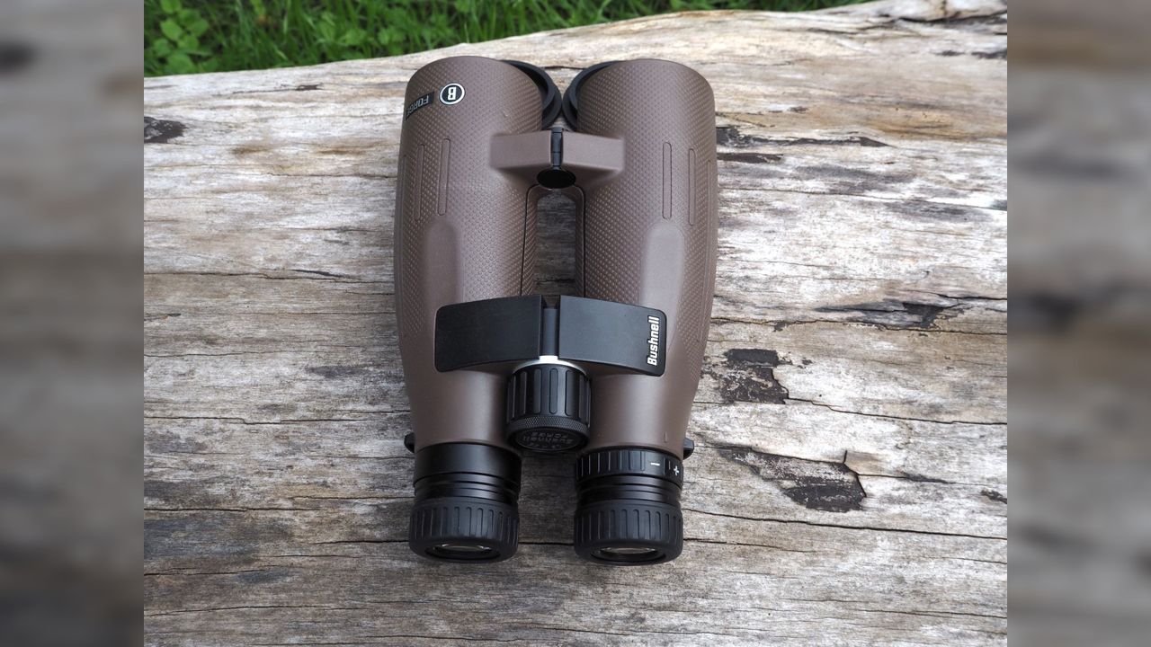 Close up photo of the Bushnell Forge 15x56 binoculars