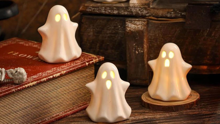 three ceramic ghosts that light up