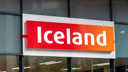 An Iceland Foods store logo in Bromley, London.