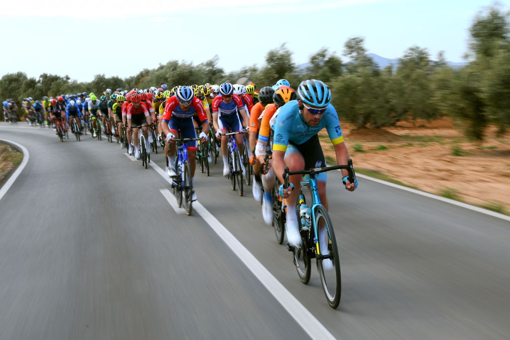 IZNJAR SPAIN FEBRUARY 20 Dmitry Gruzdev of Kazakhstan and Astana Pro Team Peloton during the 66th Vuelta a Andaluca Ruta del Sol 2020 Stage 2 a 1981km stage from Sevilla to Iznjar 527m VCANDALUCIA UCIProSeries on February 20 2020 in Iznjar Spain Photo by David RamosGetty Images