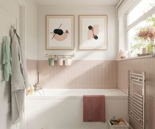 bathroom with pink pastel colours