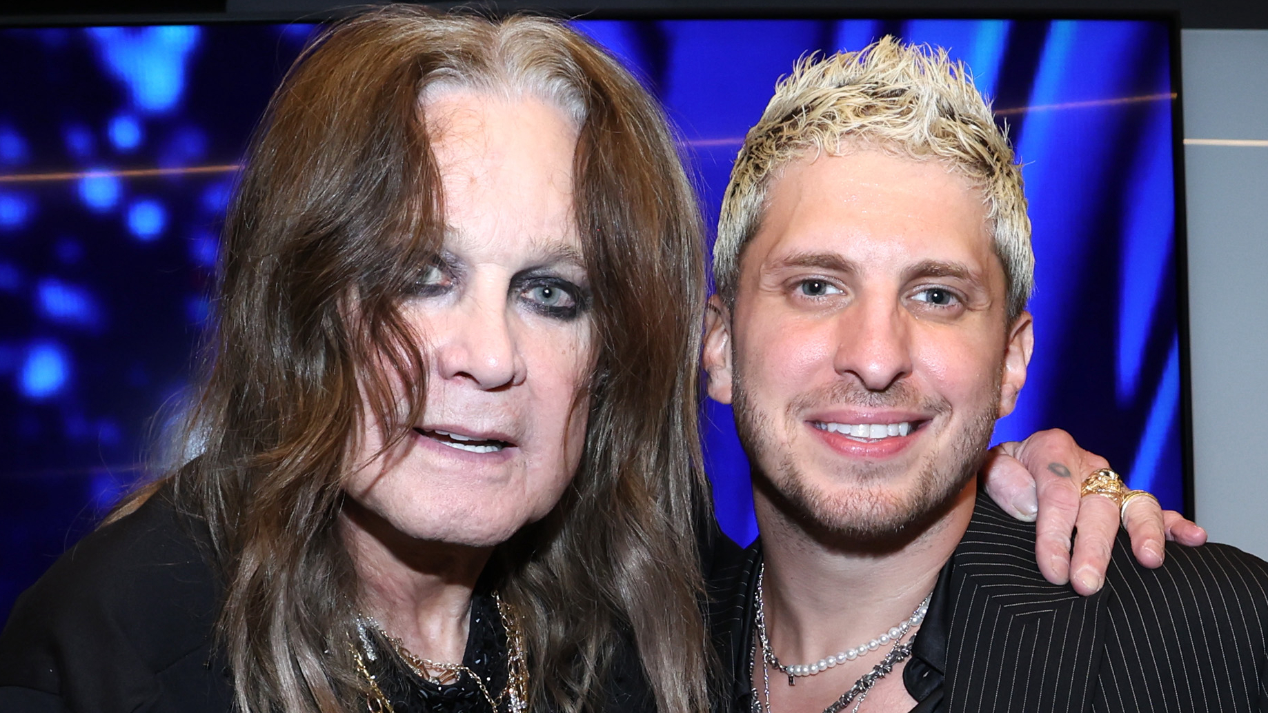  Ozzy Osbourne and Andrew Watt attend the 2024 Rock &amp; Roll Hall Of Fame