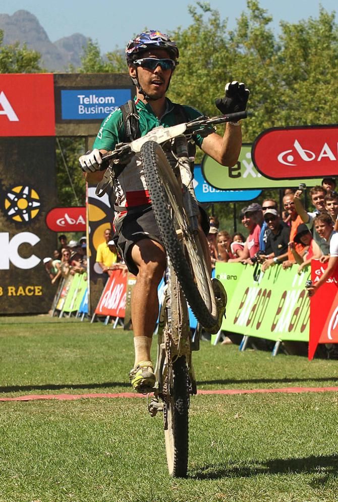 Marco Aurelio Fontana of Cannondale Factory Racing celebrates after finishing second during stage 4