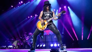 Slash performs on stage during the Slash ft Myles Kennedy and the Conspirators Living the Dream Tour at Spark Arena on January 26, 2019 in Auckland, New Zealand