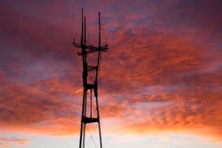 SAN FRANCISCO, CA - JULY 12: A view of Sutro Tower during sunset with clouds over Pacific Ocean at Twin Peaks in San Francisco, California, United States on July 12, 2026. (Photo by Tayfun Coskun/Anadolu via Getty Images)