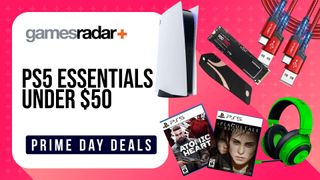A collection of PS5 prime day deals scattered around a PS5 console