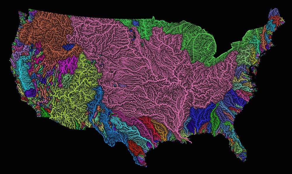 map of river flow in the united states