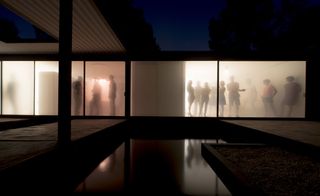 Veilhan filled Pierre Koenig's Case Study House No 21 with white smoke, and transformed its reflecting pools with black ink.