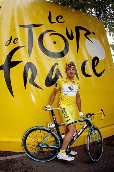 It's all about yellow for race leader Rinaldo Nocentini (AG2R La Mondiale).