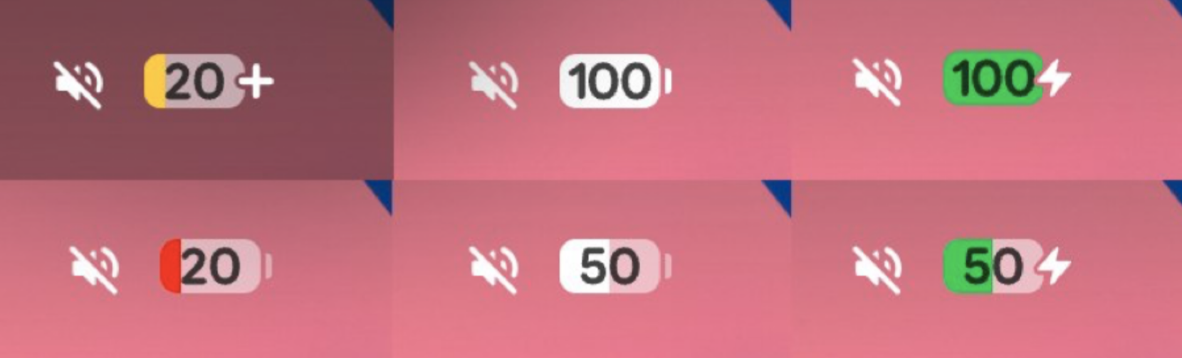 The variations of the new Android battery icon.