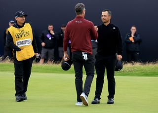 Justin Rose congratulates Xander Schauffele on his Open win