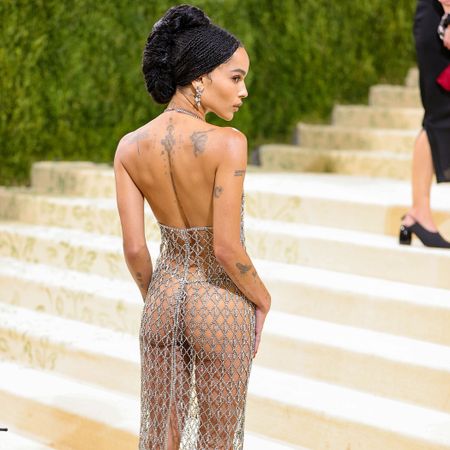 Zoe Kravitz wears a sheer dress on the Met Gala red carpet