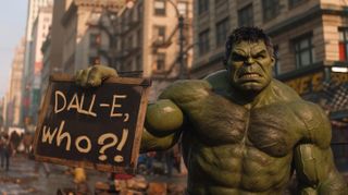 An image of Hulk generated by an AI image generators