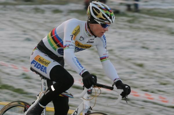 Zdenek Stybar (Telenet - Fidea) in action on the frozen course in Gieten.