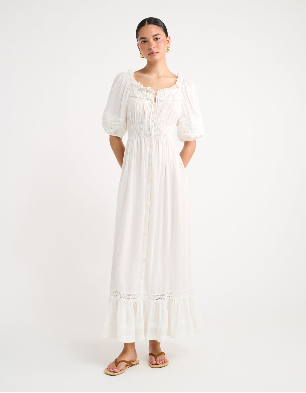 Sea Cotton Midi Dress | White