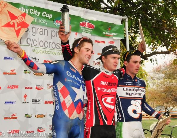 The U23 men's podium (l-r): Danny Summerhill (Garmin), Valentin Scherz (Cyfac-Champion) and Luke Keough (Champion Systems).