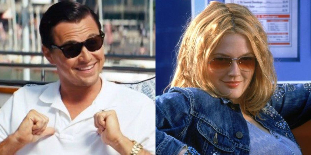 Leonardo DiCaprio and Drew Barrymore in Wolf of Wall Street and Charlie&#039;s Angels