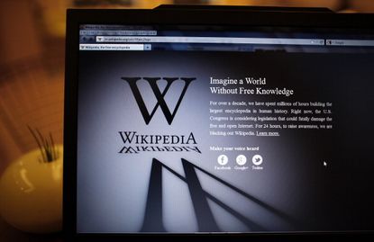The Wikipedia homepage during a 24-hour shutdown