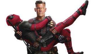 Deadpool 2 Cable holding a dramatic Deadpool in his arms