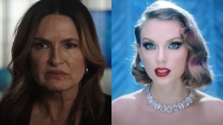 From left to right: Mariska Hargitay on Law and Order and Taylor Swift in the "Bejeweled" music video. 