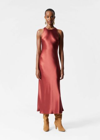 Sleeveless Satin Midi Dress