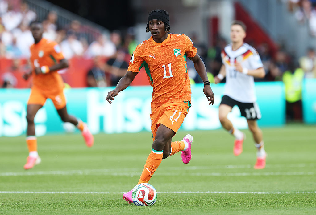 Yan Diomande of Ivory Coast against Germany