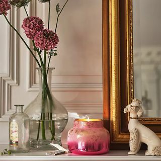 Pearlescent pink candle jar