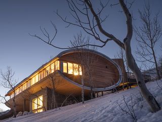 timber ski retreat with round outline