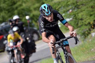 Chris Froome (Team Sky) rides away from Tejay van Garderen (BMC) on the last climb