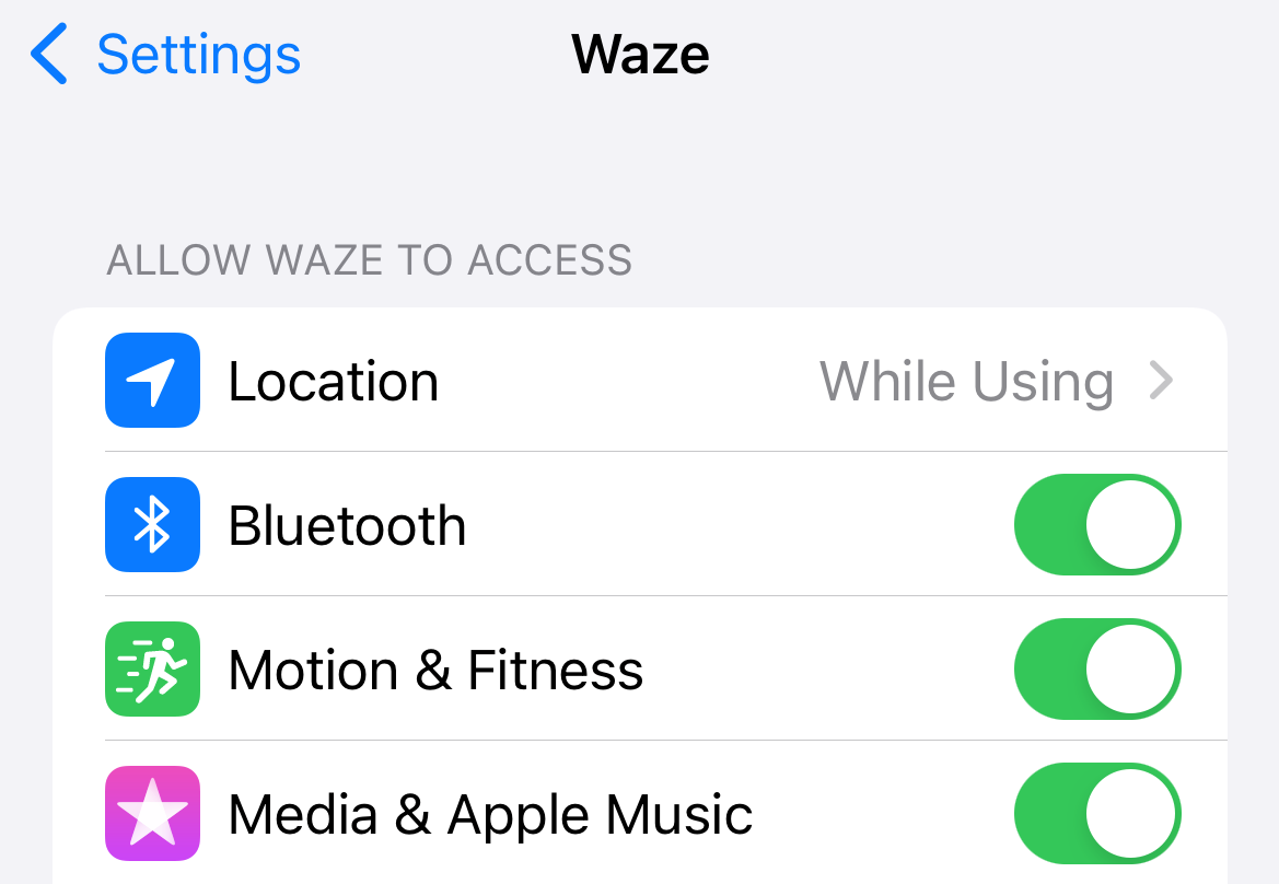 waze app settings on iphone
