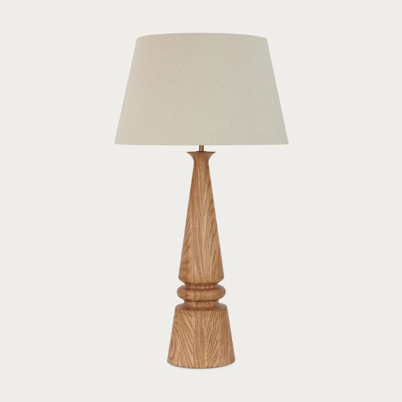 wooden lamp with white shade