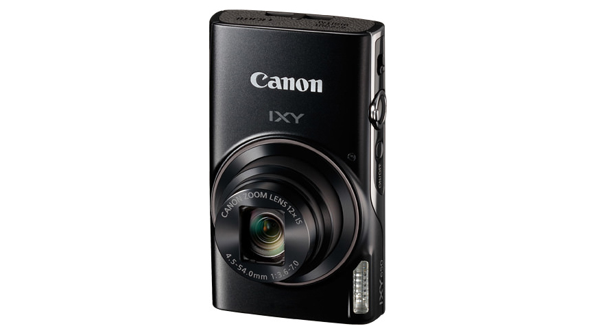 Canon compact camera against a white background