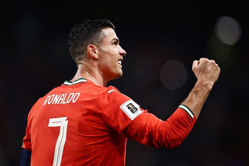 LISBON, PORTUGAL - OCTOBER 14: Cristiano Ronaldo of Portugal celebrates scoring his team&amp;apos;s second goal during the FIFA World Cup 2026 qualifier match between Portugal and Hungary at Estadio Jose Alvalade on October 14, 2025 in Lisbon, Portugal. (Photo by Diogo Cardoso - UEFA/UEFA via Getty Images)