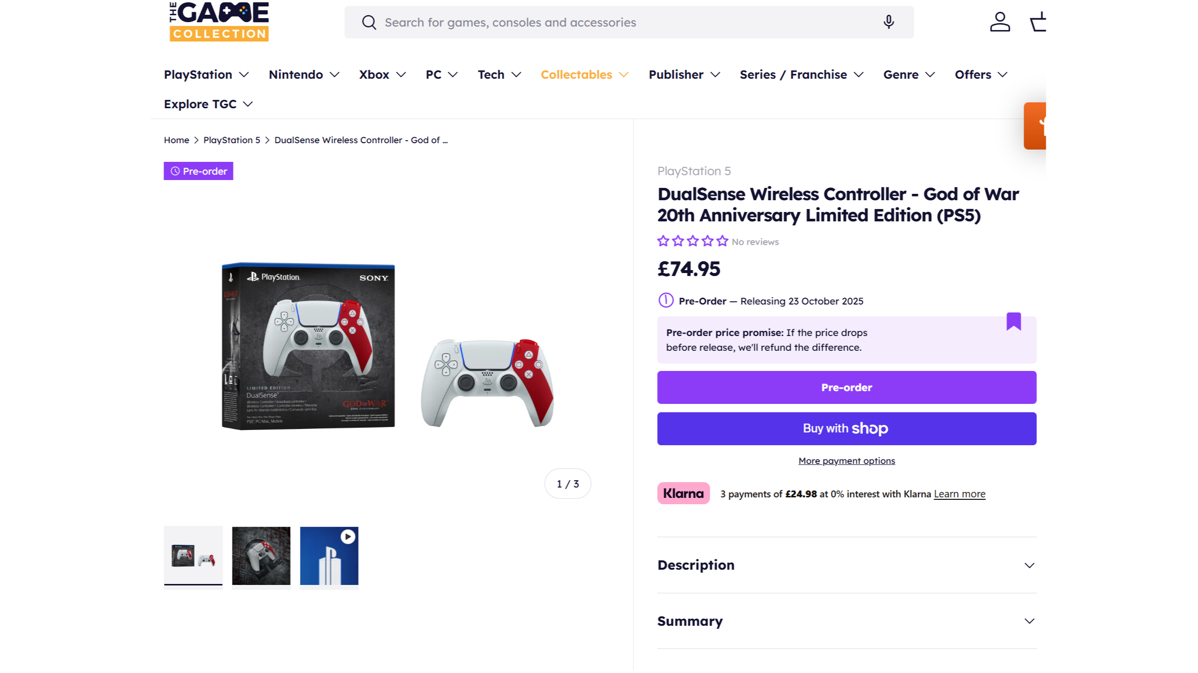 God of War 20th Anniversary DualSense pre-orders at The Game Collection
