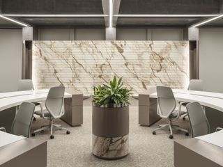 A beige marble wall