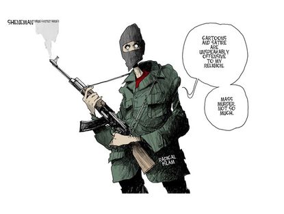 Editorial cartoon Charlie Hebdo free speech terrorism