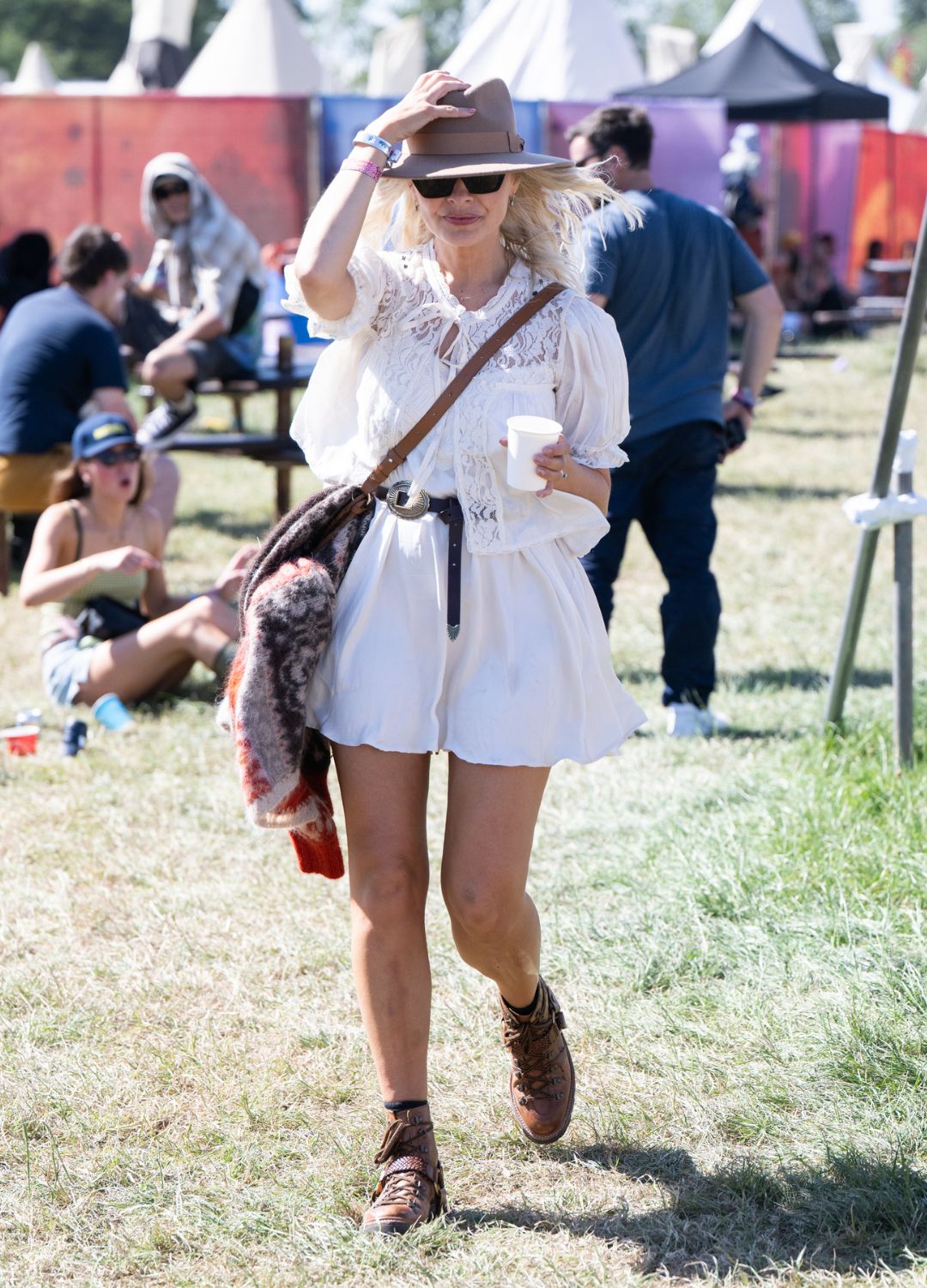 Holly Willoughby during day three of Glastonbury festival 2025 at Worthy Farm, Pilton on June 27, 2025 in Glastonbury, England