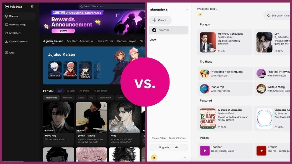 PolyBuzz vs. Character AI