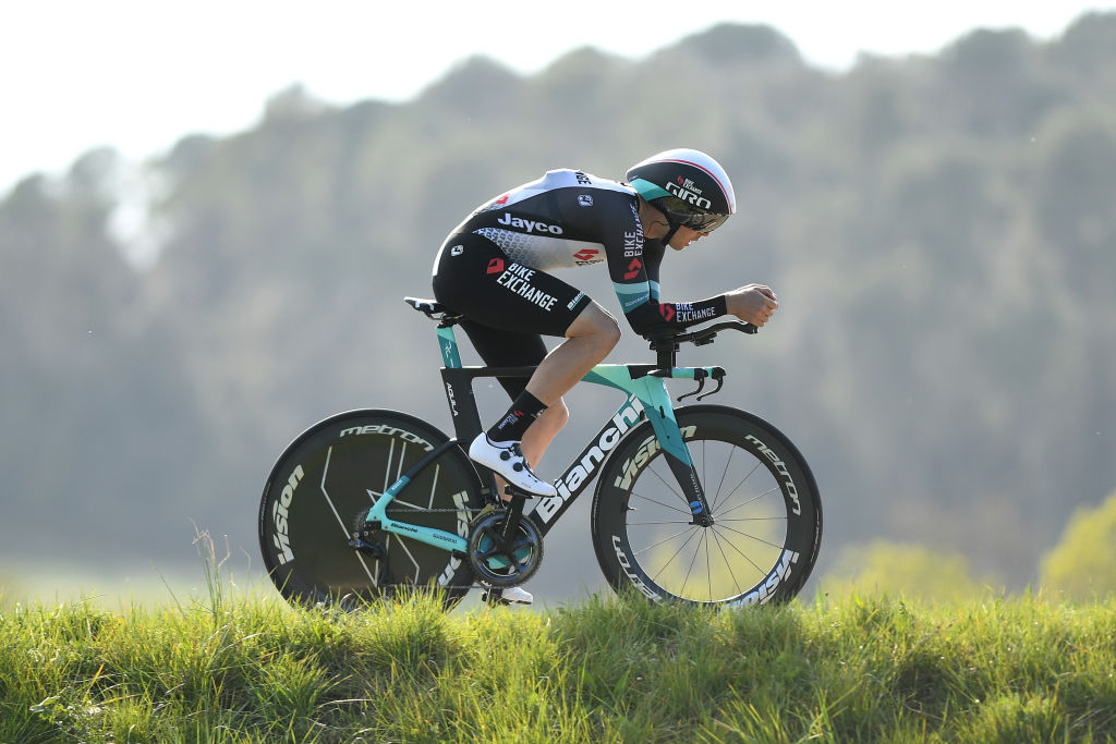 PLA DE LESTANY BANYOLES SPAIN MARCH 23 Dion Smith of New Zealand and Team BikeExchange during the 100th Volta Ciclista a Catalunya 2021 Stage 2 a 185km Individual Time Trial stage from Pla de LEstany Banyoles to Pla de LEstany Banyoles 145m ITT VoltaCatalunya100 on March 23 2021 in Pla de LEstany Banyoles Spain Photo by David RamosGetty Images
