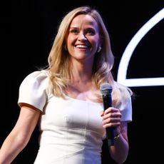 Reese Witherspoon wears a little white dress during Cannes Lions International Festival Of Creativity 2025. 