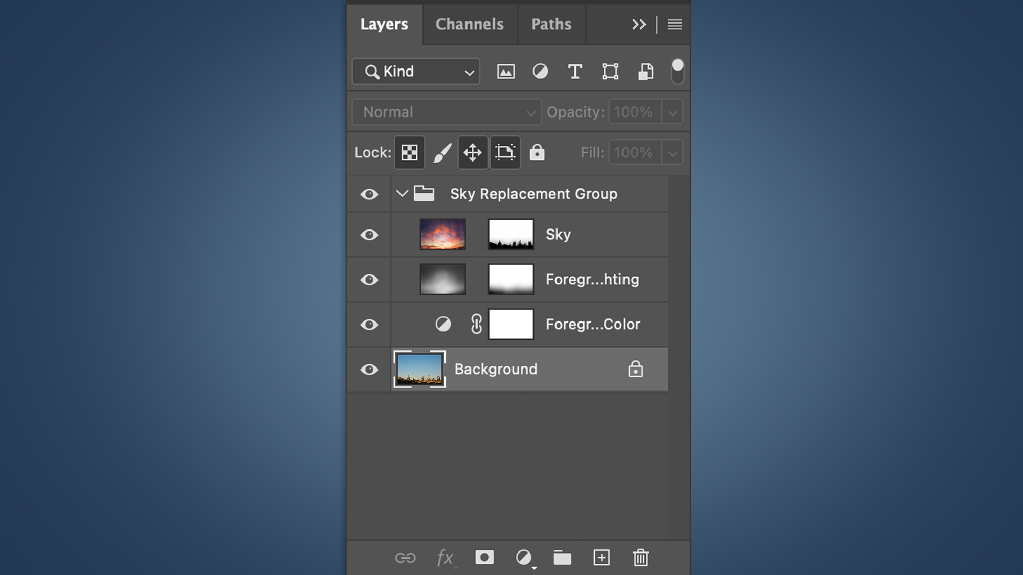A control box for Photoshop's Sky Replacement tool