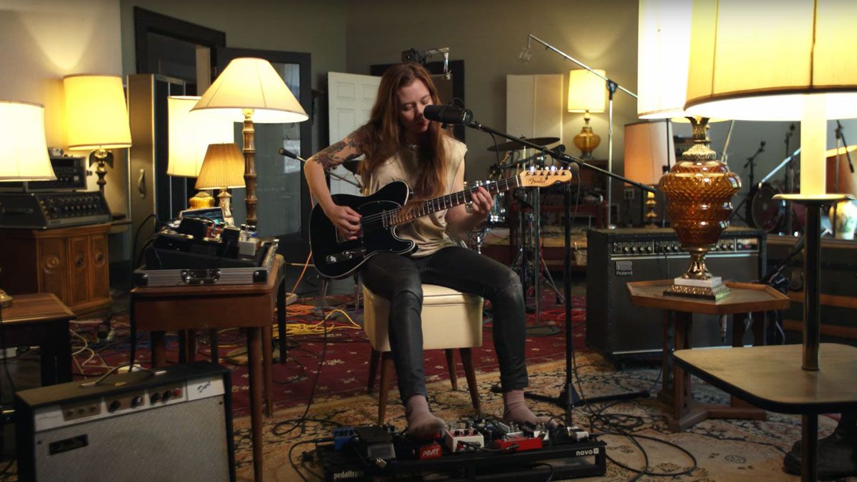 Reba Meyers of Code Orange performs in studio